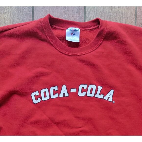 Vintage Coca-Cola Sweatshirt  XL Classic Red Crewneck Spellout Logo Block Letter - Picture 1 of 7